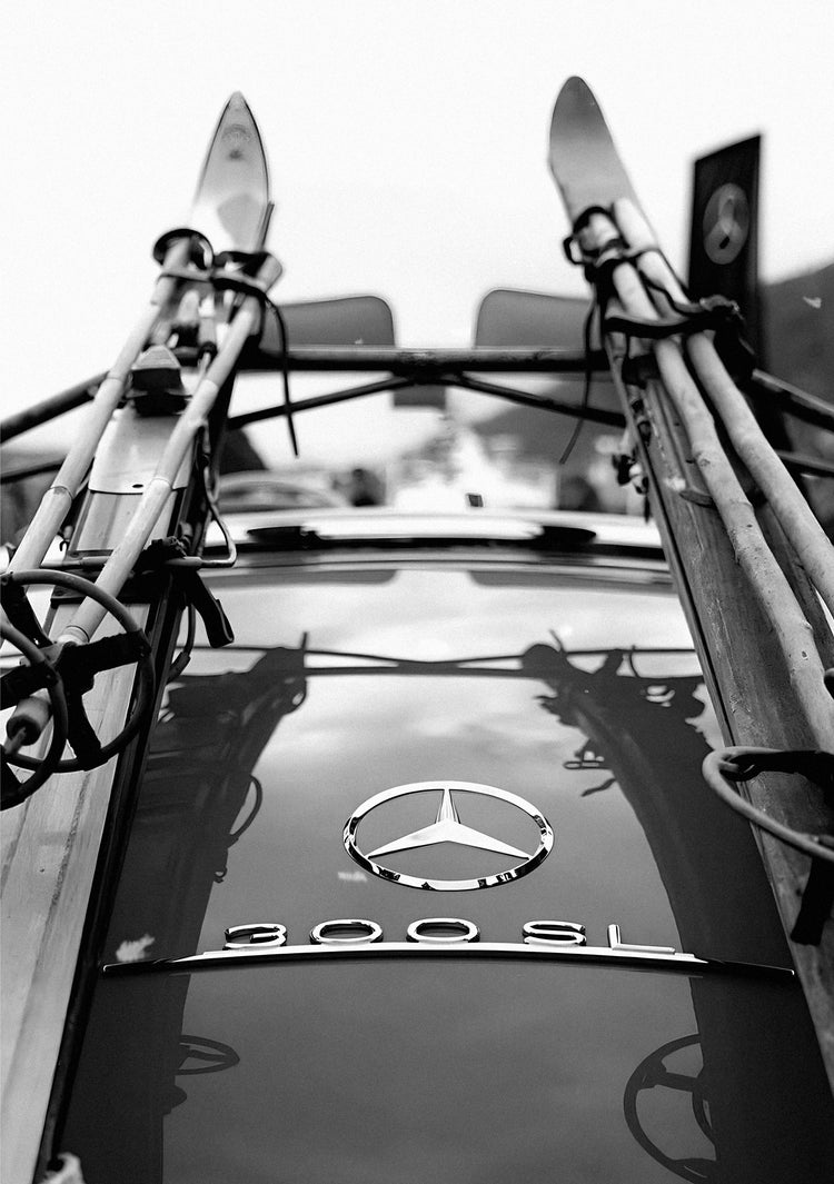 Mercedes 300SL Roadster with Ski Rack