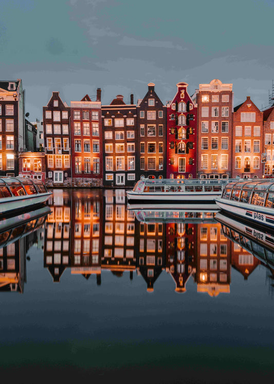 The Dancing Houses of the Damrak. Amsterdam.