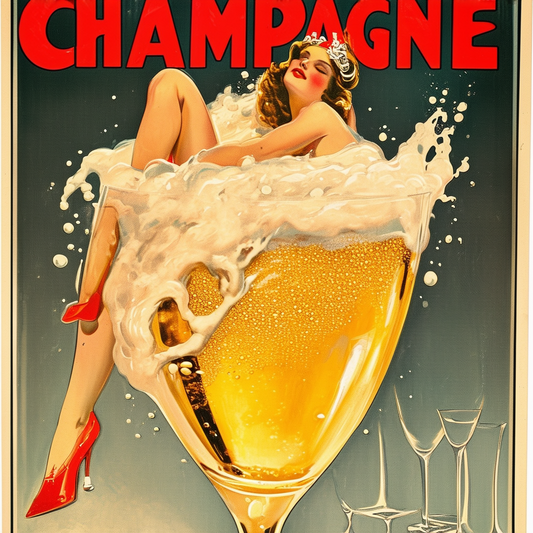 Vintage Champagne Print