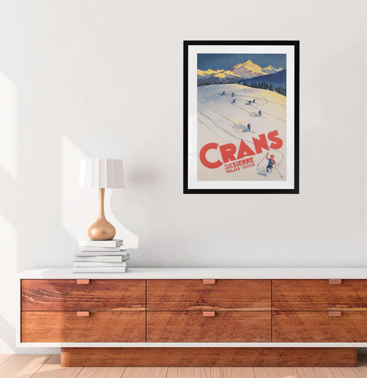 Crans Switzerland Vintage Ski Poster