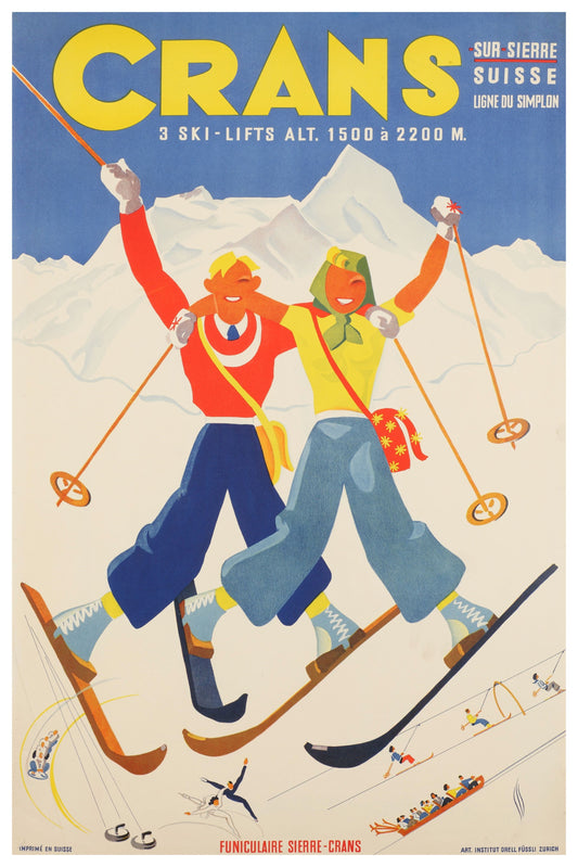 Crans Switzerland Vintage Ski Poster (1941)