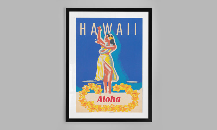 Hawaii Travel Poster - Hula Girl (c. 1970's)