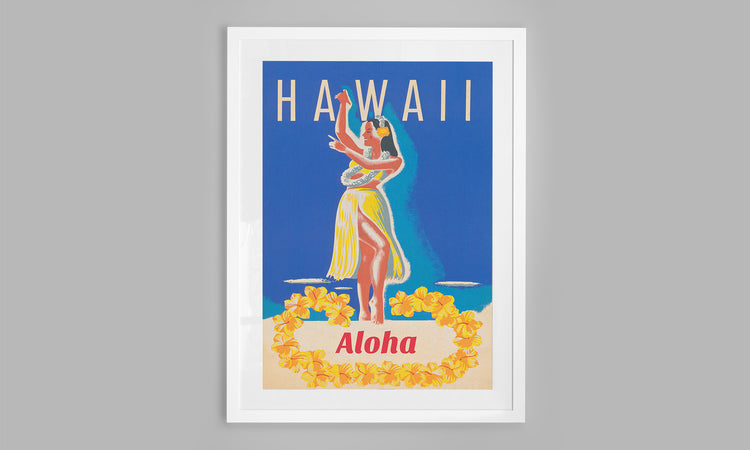 Hawaii Travel Poster - Hula Girl (c. 1970's)