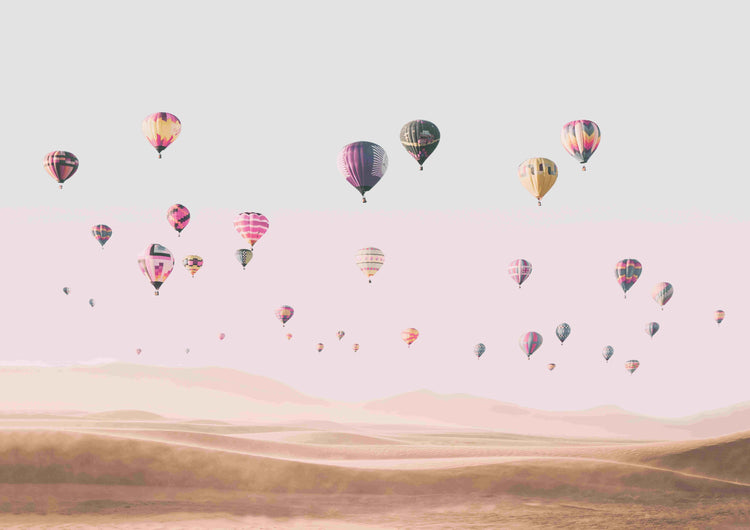 Hot Air Balloons Flying over the Desert