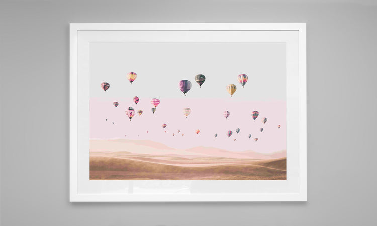 Hot Air Balloons Flying over the Desert