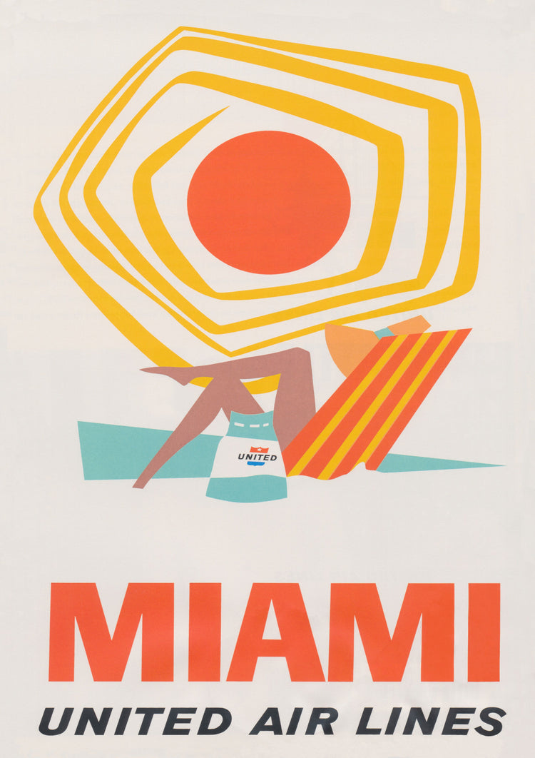 Miami United Airlines Travel Poster