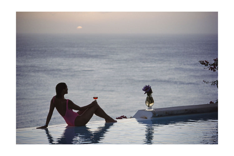 Relaxing by Infinity Pool, Mustique Island, West Indies