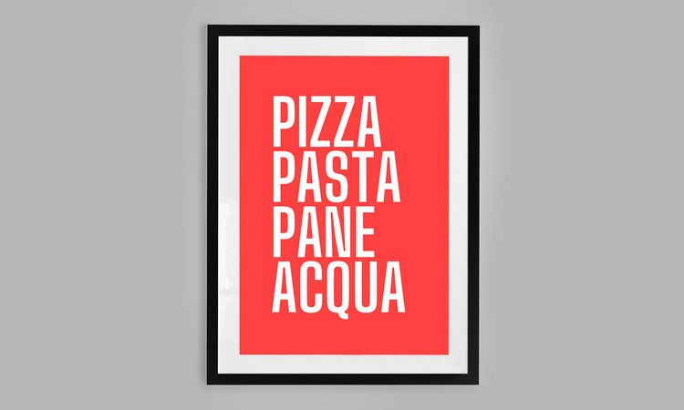 Pizza, Pasta, Pane, Acqua