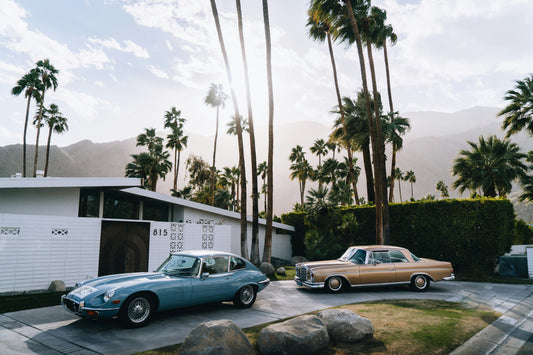 Palm Springs House with E-Type Jaguar and Mercedes