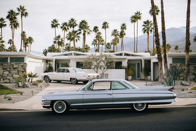 1961 Cadillac Coupe Deville Parked Outside Palm Springs House