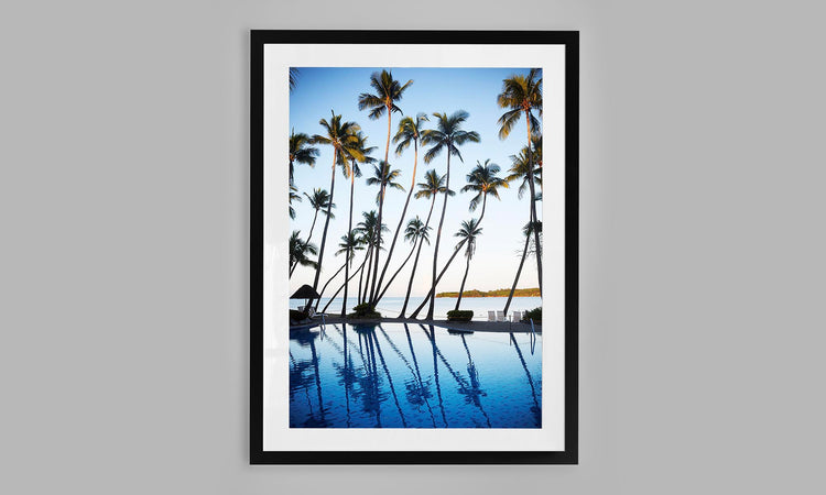 Resort Palm Trees Reflection, Fiji.