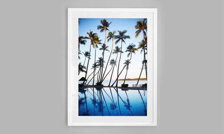 Resort Palm Trees Reflection, Fiji.