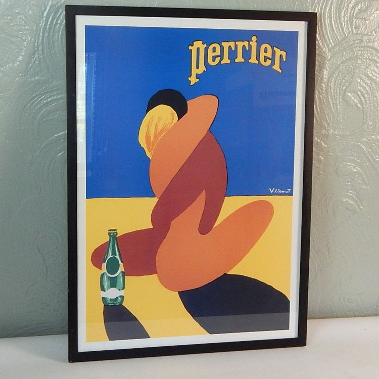 Lovers Embrace Vintage Perrier Poster by Bernard Villemot (1980)