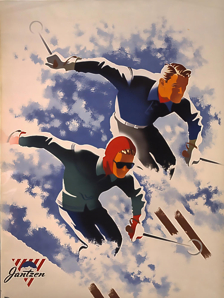 Retro Jantzen Advert - Man and Women Skiing (1947)