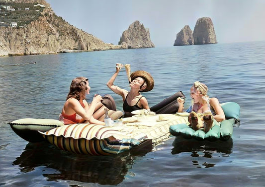 Three Women Eating Pasta off the Coast of Capri (1960's)