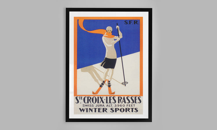 Vintage Swiss Ski Poster - Sainte-Croix Les Rasses