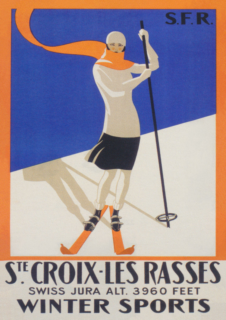 Vintage Swiss Ski Poster - Sainte-Croix Les Rasses