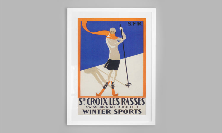 Vintage Swiss Ski Poster - Sainte-Croix Les Rasses