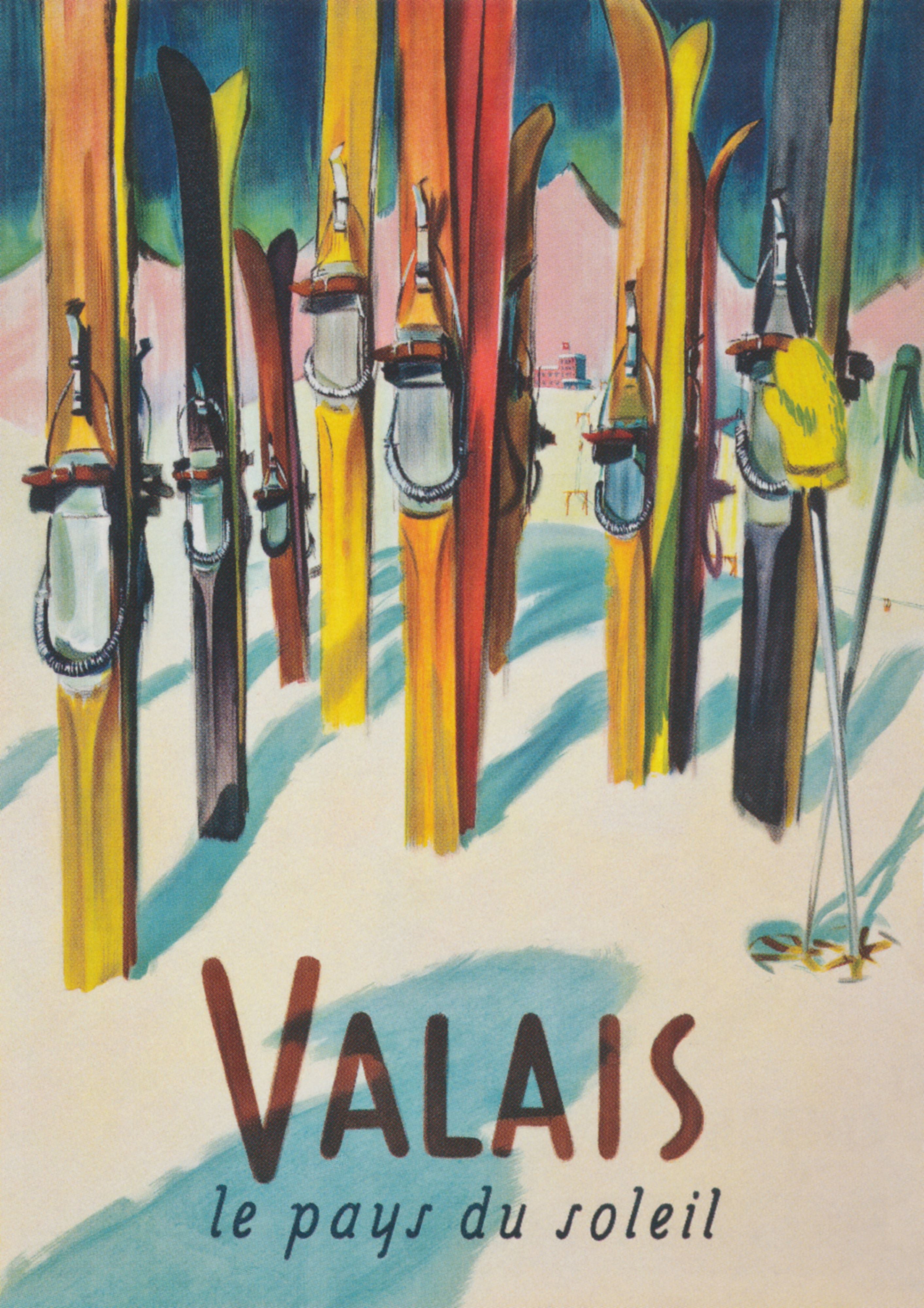 Valais Poster of Vintage Skis