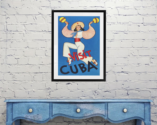 Visit Cuba Vintage Travel Poster