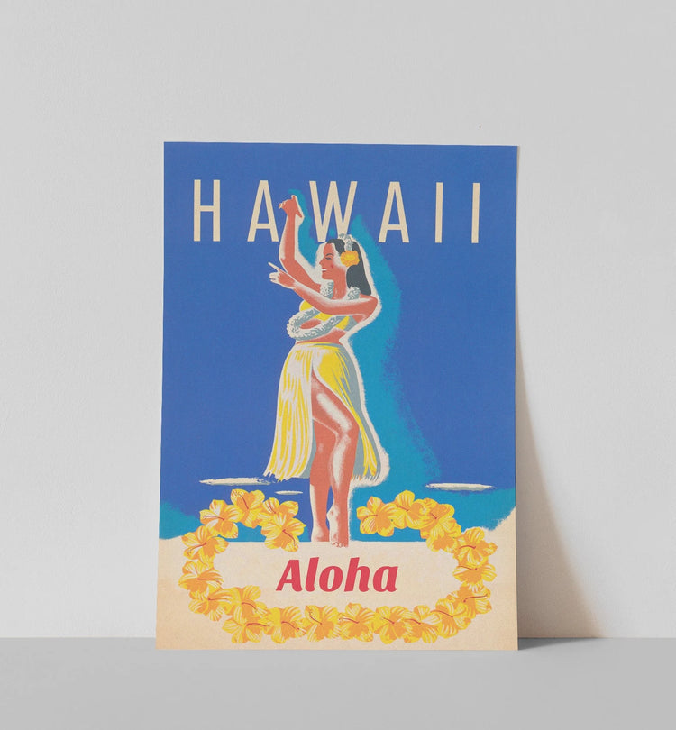 Hawaii Travel Poster - Hula Girl (c. 1970's)