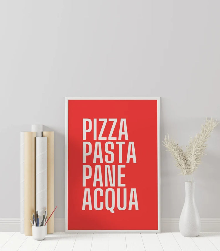 Pizza, Pasta, Pane, Acqua