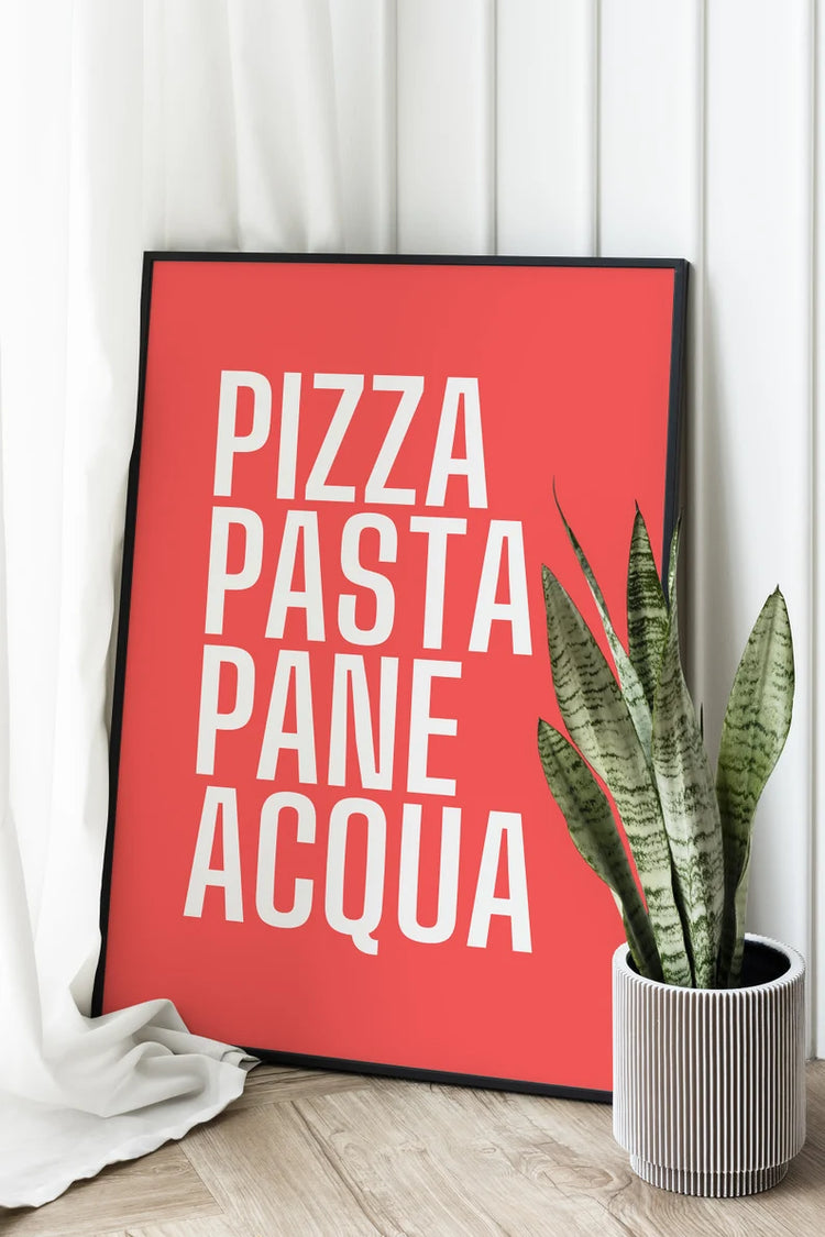 Pizza, Pasta, Pane, Acqua