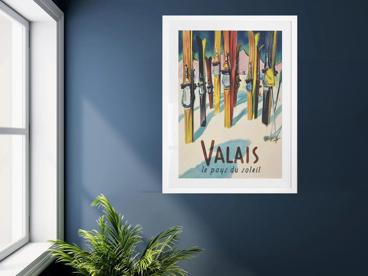 Valais Poster of Vintage Skis